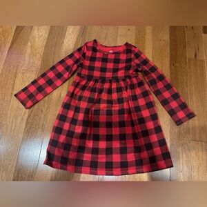 Red and Black Plaid Long Sleeve Dress